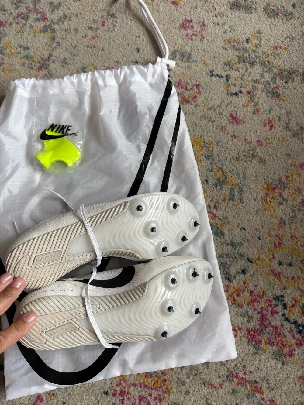 Nike Sprint Track Spikes in White and Black with tool and bag